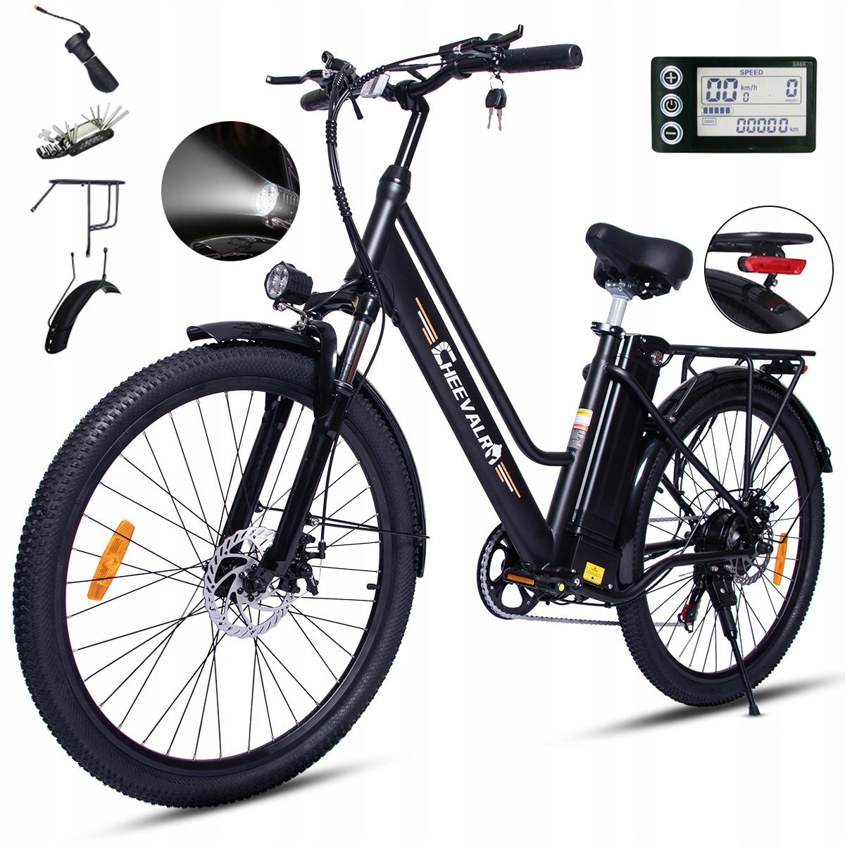 Cheevalry C26 Rower elektryczny Damski/Męski 250W 36V15AH 100km 26" Miejski
